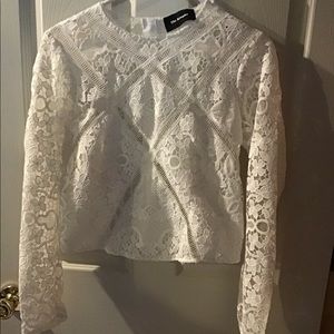 THE KOOPLES LACE ZIP BACK TOP S EUC CREAM